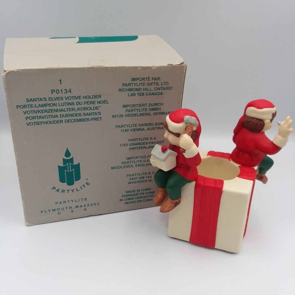 Partylite Santa's Elves Votive Holder Christmas Decor‎ Holiday Gift Retired - Picture 8 of 11